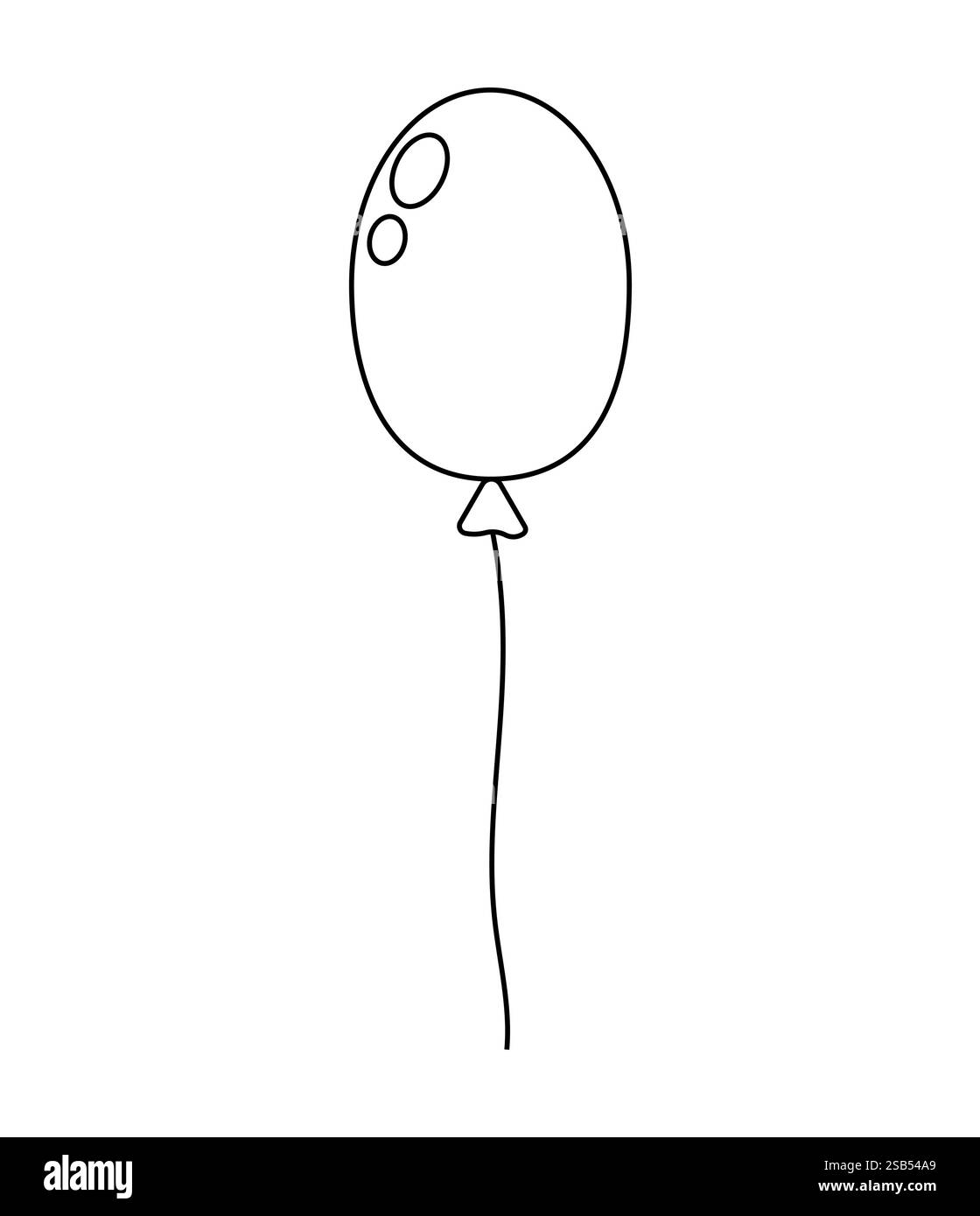 Un seul contour noir d'un ballon flotte vers le haut, avec deux petits reflets. Il semble fantaisiste et minimaliste. Illustration de Vecteur