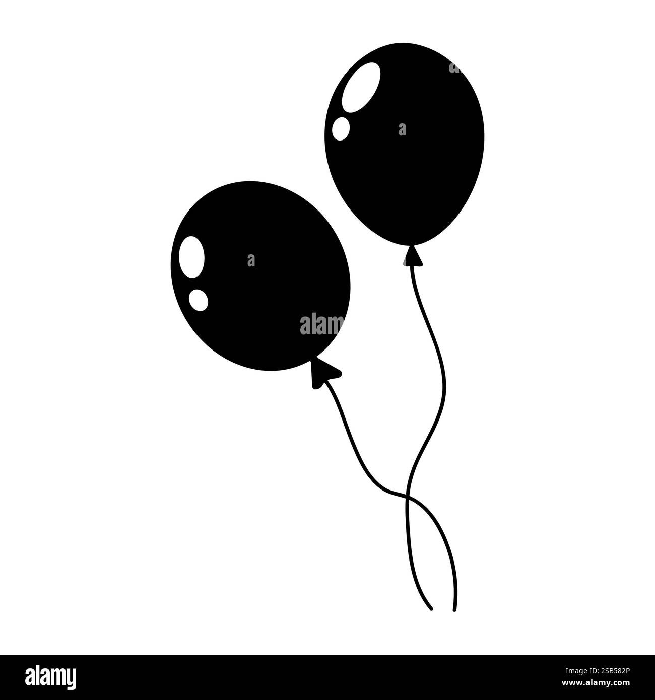 Deux ballons noirs sont attachés ensemble, mettant en valeur une esthétique élégante et moderne parfaite pour les célébrations. Illustration de Vecteur