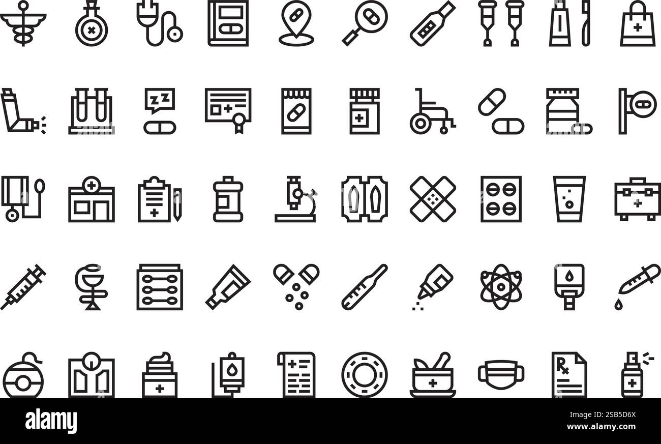Collection d'icônes vectorielles de haute qualité avec contour modifiable. Idéal pour les projets professionnels et créatifs Illustration de Vecteur