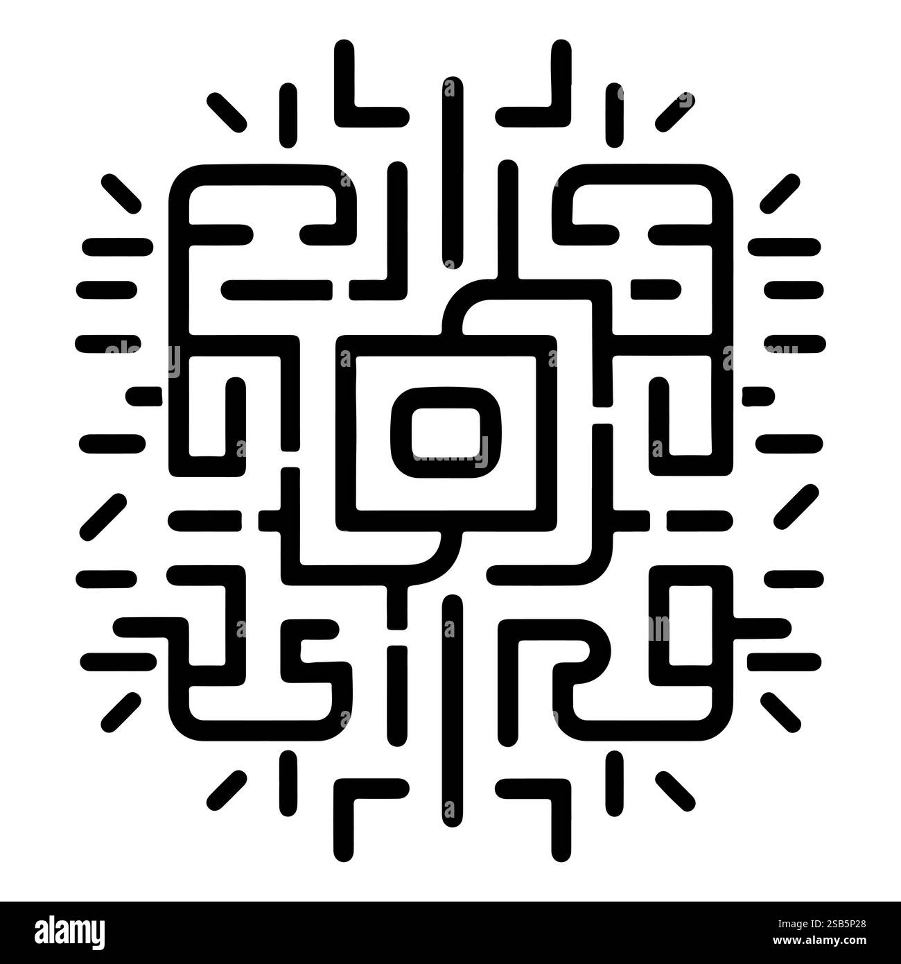 Design géométrique complexe avec des lignes nettes et des motifs symétriques en noir et blanc Illustration de Vecteur