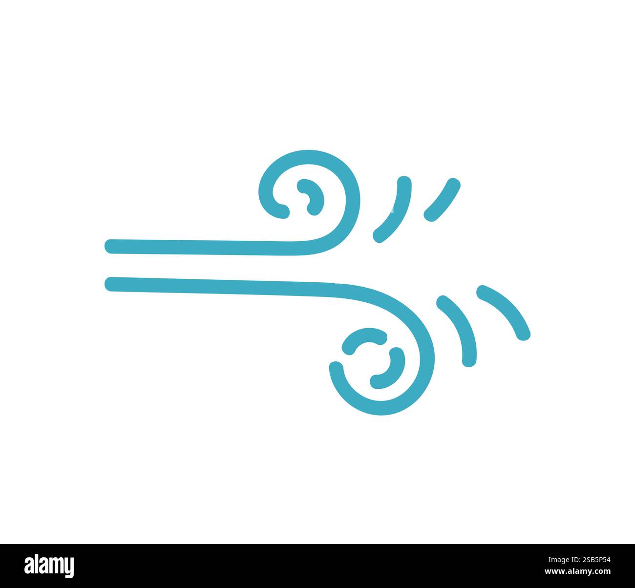 Cette conception illustre un symbole stylisé du vent avec des lignes courbes et des formes circulaires, transmettant une sensation de flux d'air et de mouvement. Illustration de Vecteur