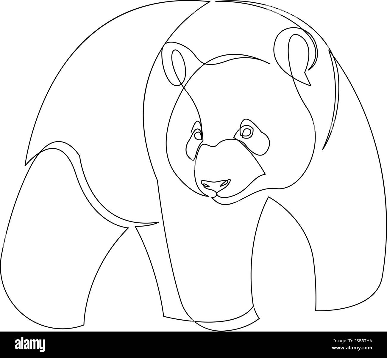 Silhouette à motif ours panda à une ligne. Illustration vectorielle de style minimaliste dessinée à la main Illustration de Vecteur