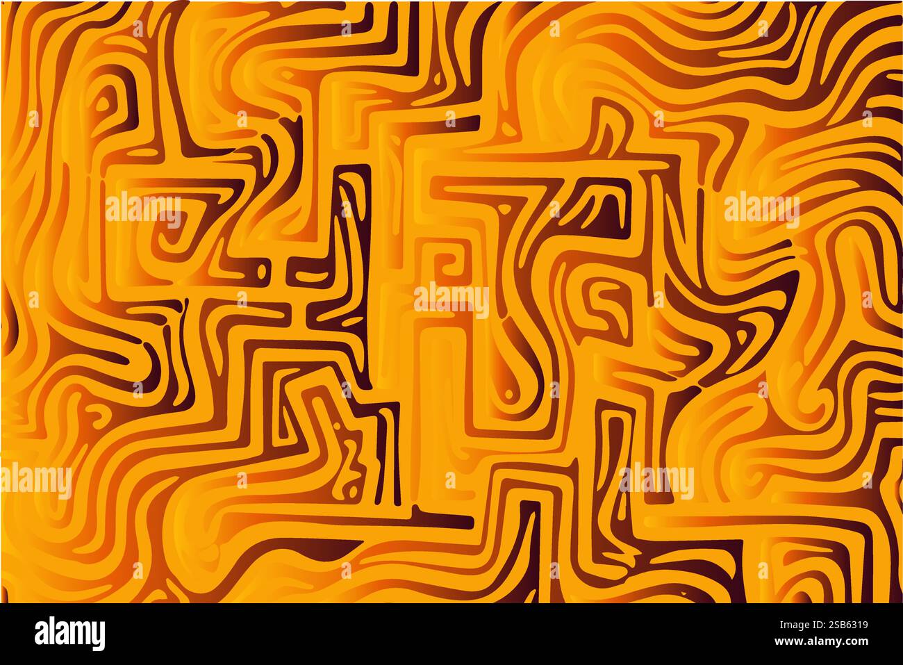 Les lignes ondulées abstraites dans les tons orange et jaune créent un motif vibrant sur un fond audacieux Illustration de Vecteur
