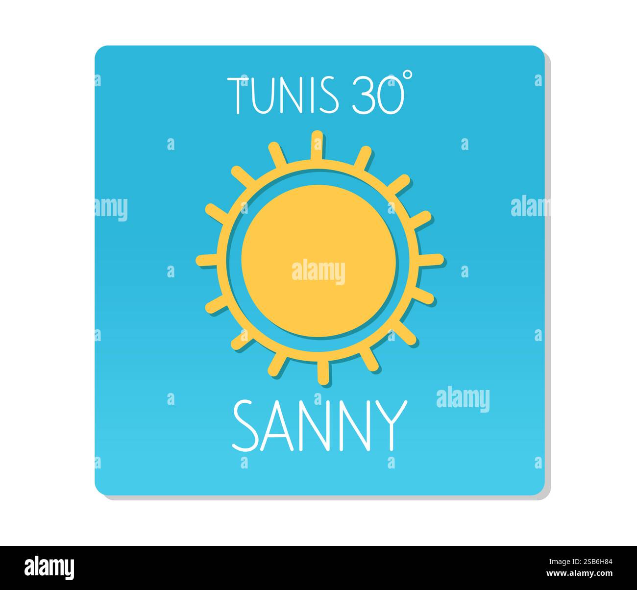 Un ciel bleu clair au-dessus de Tunis indique une journée lumineuse et ensoleillée avec des températures chaudes parfaites pour les activités de plein air. Illustration de Vecteur
