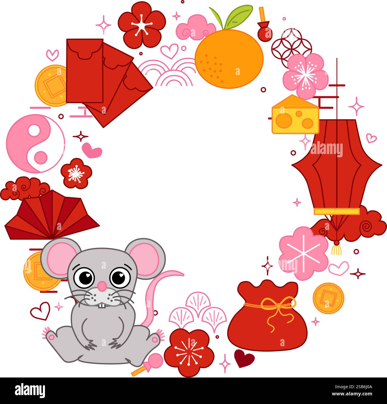 Nouvel an chinois de souris de rat 2032 vecteur graphique ligne ronde cadre circulaire. décoration de tableau de défilement de cadre de bannière de style. Nouvel an lunaire chinois, lanterne Illustration de Vecteur Nouvel an chinois de souris de rat 2032 vecteur graphique ligne ronde cadre circulaire. décoration de tableau de défilement de cadre de bannière de style. Nouvel an lunaire chinois, lanterne Illustration de Vecteur
