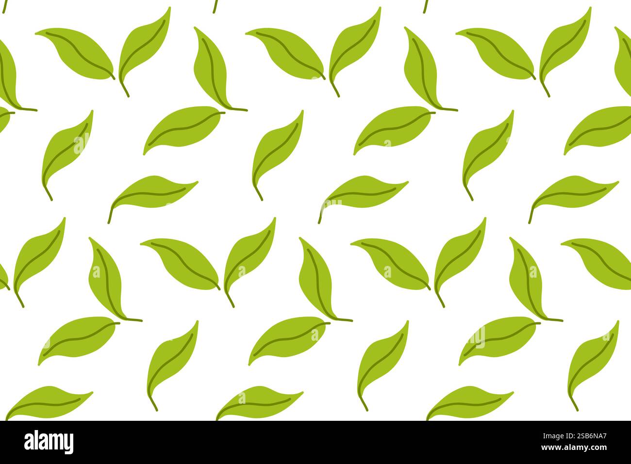 Le design présente un arrangement sans couture de feuilles vert vif sur un fond blanc propre. Ce motif peut être utilisé pour divers projec créatifs Illustration de Vecteur