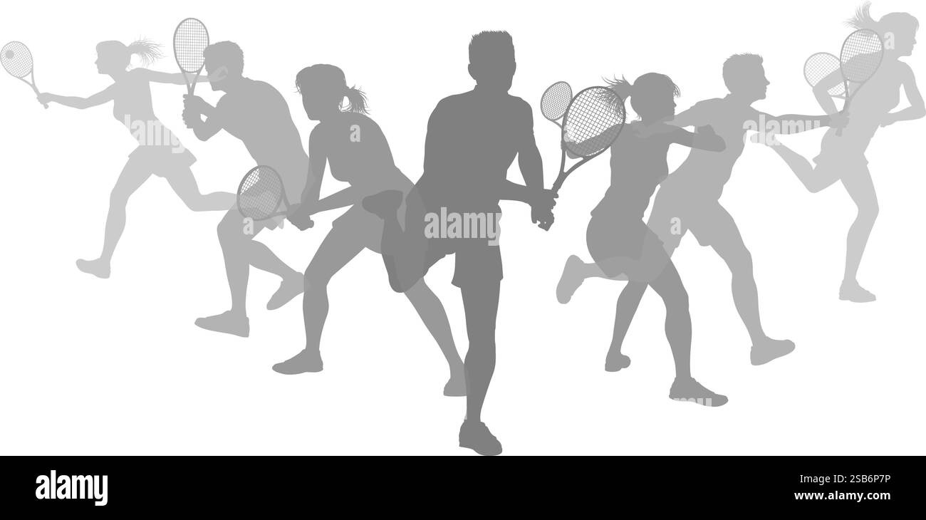 Silhouette tennis Players concept silhouettes Illustration de Vecteur