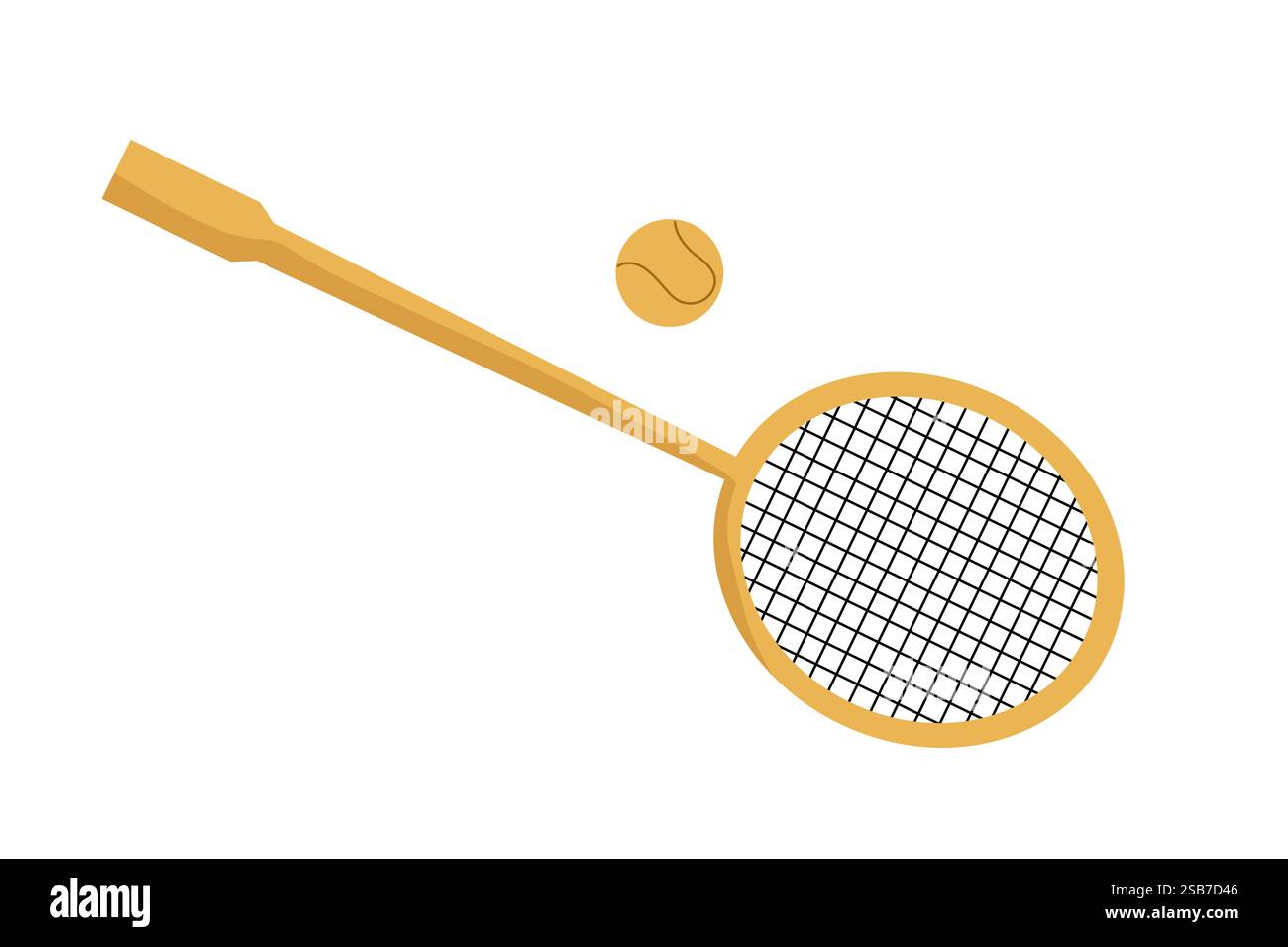 Une raquette de badminton vibrante et un volant reposent sur un fond Uni, mettant en valeur l'équipement essentiel pour profiter de ce sport de raquette populaire. P Illustration de Vecteur