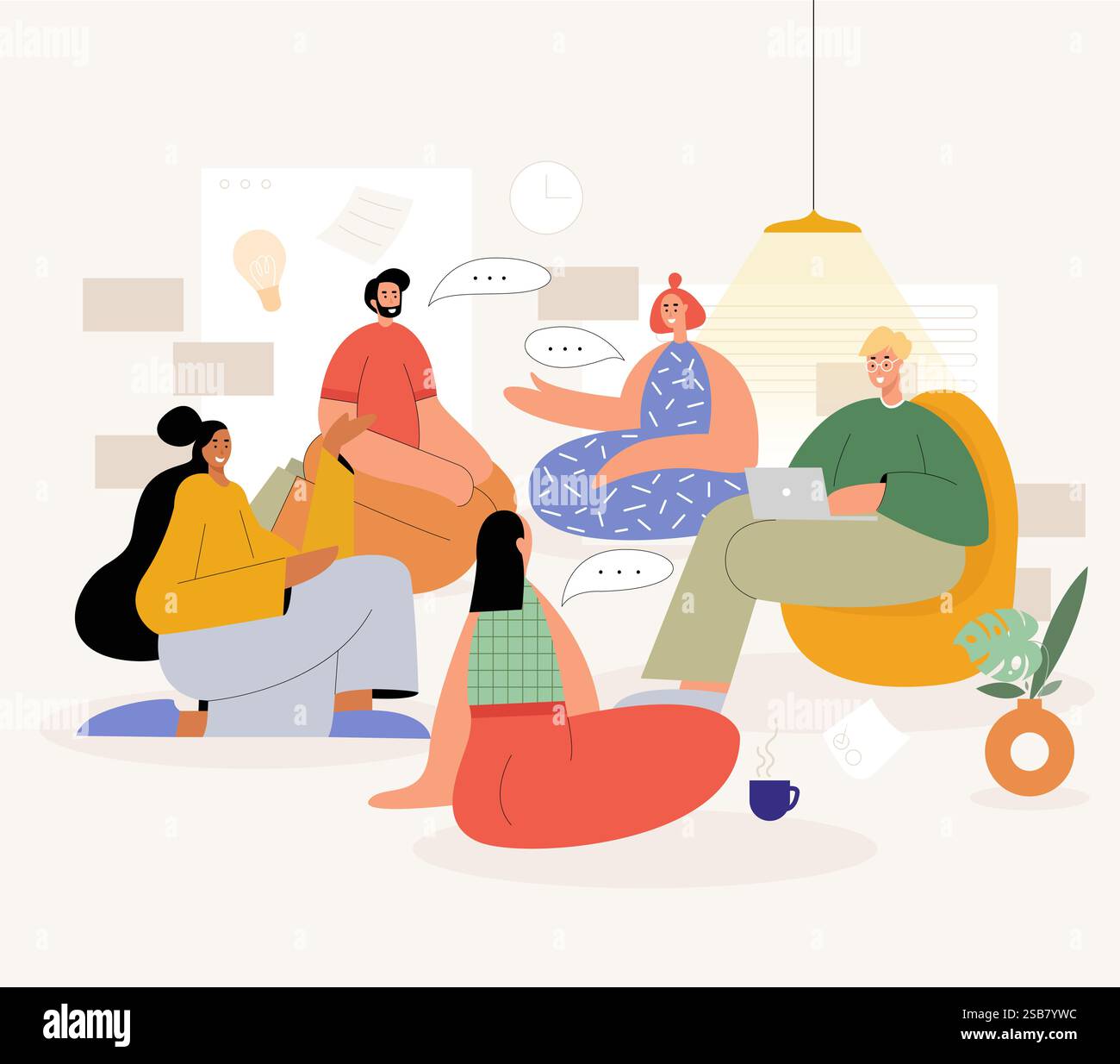 Séance de brainstorming. Illustration commerciale. Concept de recherche d'idées. Réunion d'affaires et concept de brainstorming de projet. Illustration de Vecteur