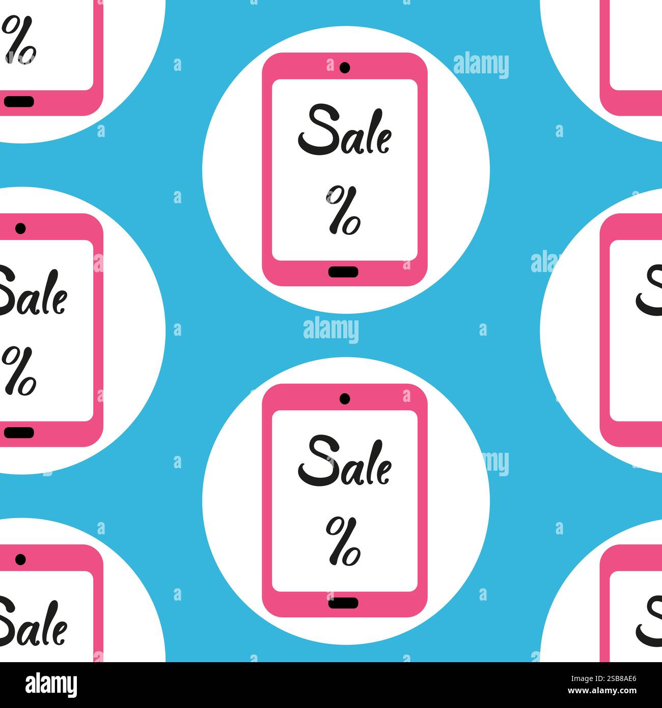 Motif présentant des affiches de vente sur les tablettes sur fond bleu Illustration de Vecteur