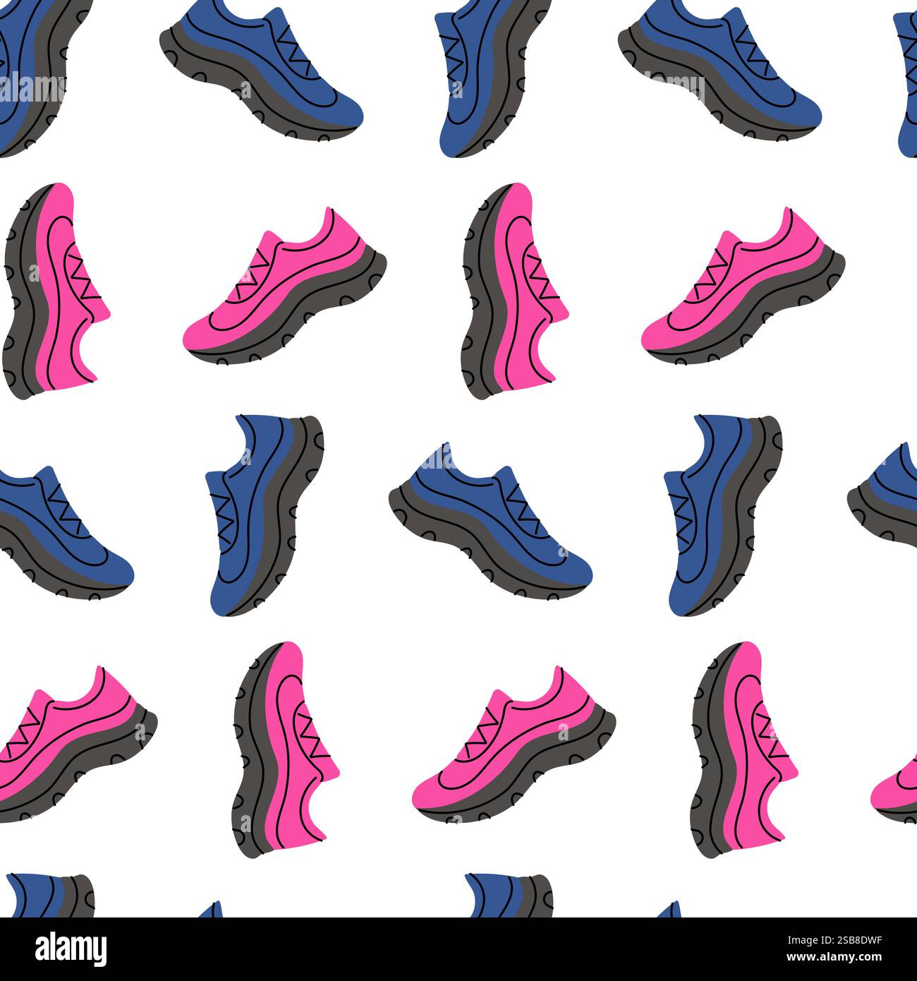Modèle coloré de chaussures de course sur un fond blanc adapté au design textile ou graphique Illustration de Vecteur