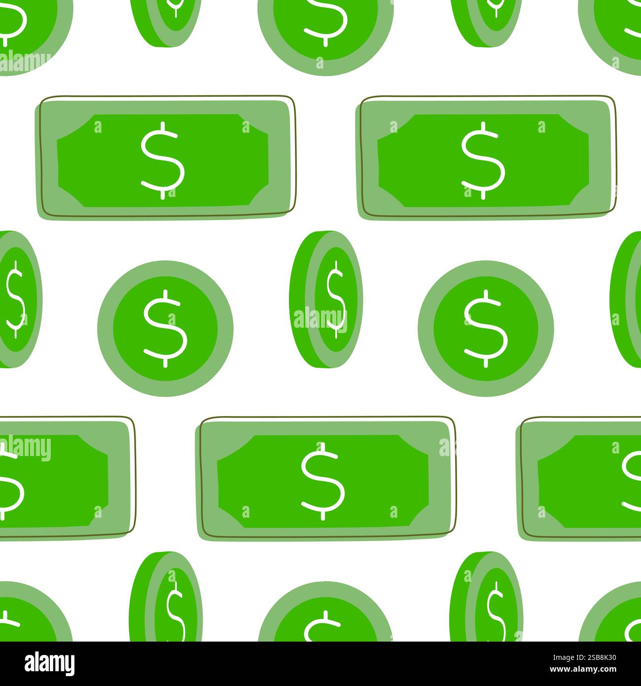 Boutons verts avec des signes Dollar Illustration de Vecteur