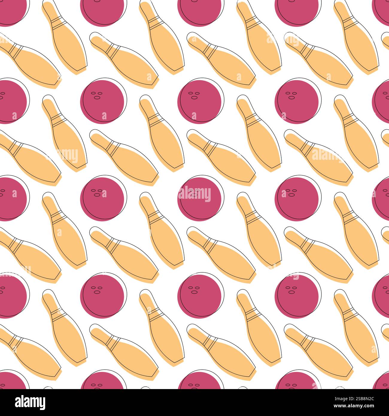Fond sans couture avec des quilles et des boules de bowling sur un fond bleu Illustration de Vecteur