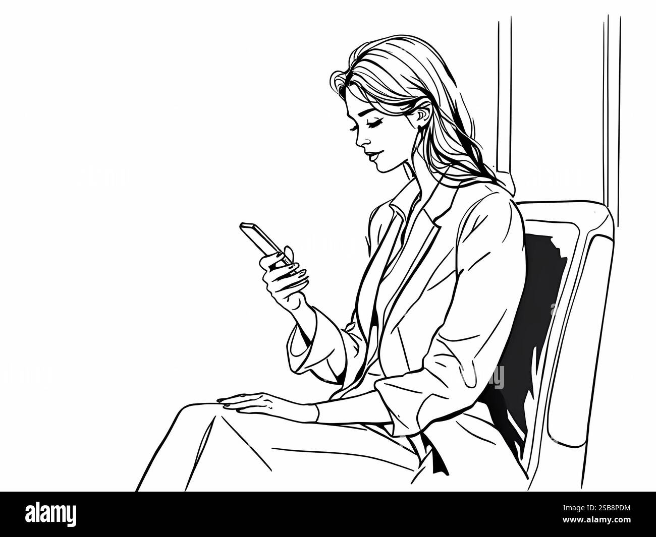 Femme d'affaires utilisant smartphone sur la ligne de transport public Art Banque D'Images