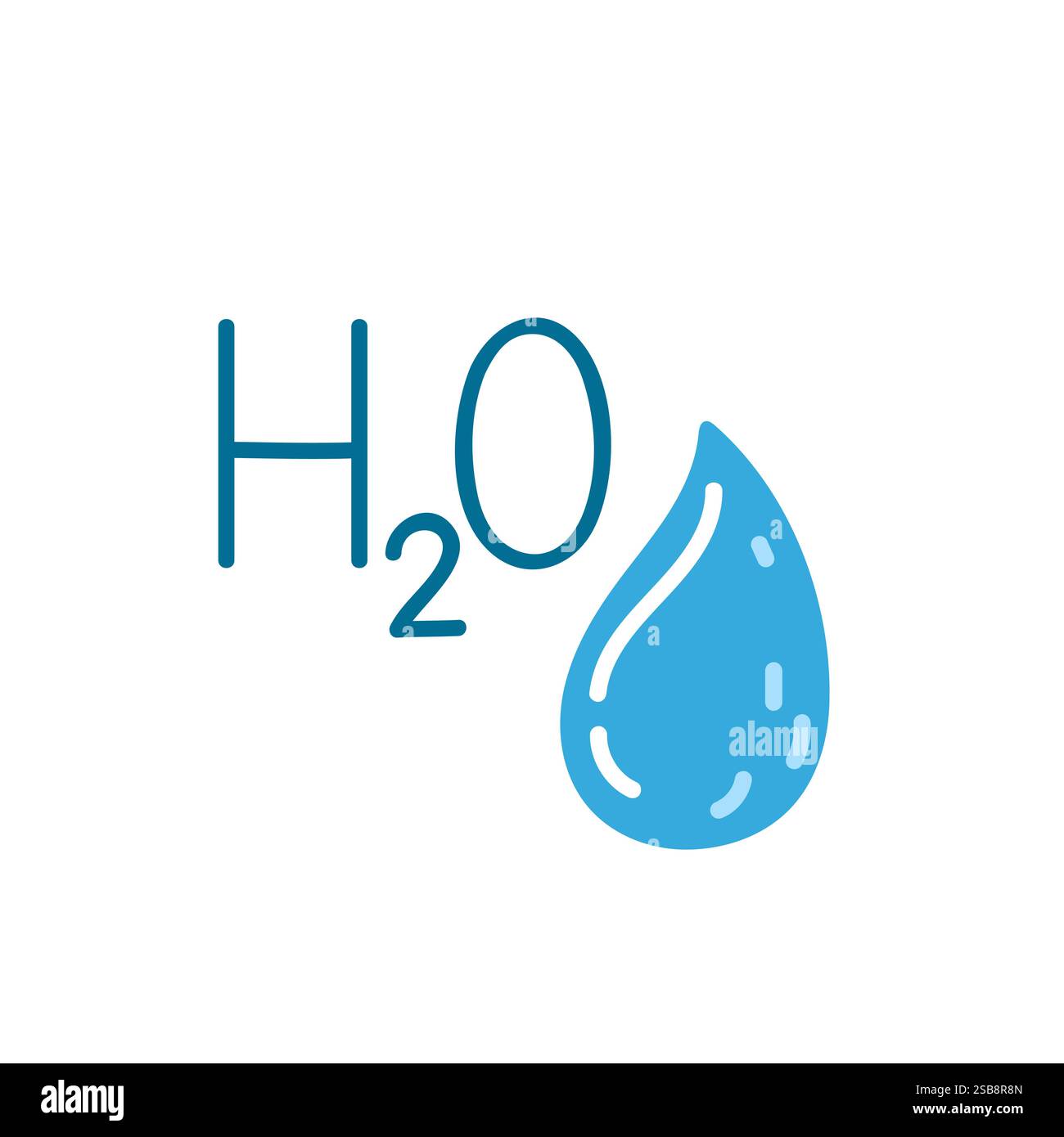 Comprendre la structure chimique de l'eau avec symbole H2O et illustration de gouttelettes Illustration de Vecteur
