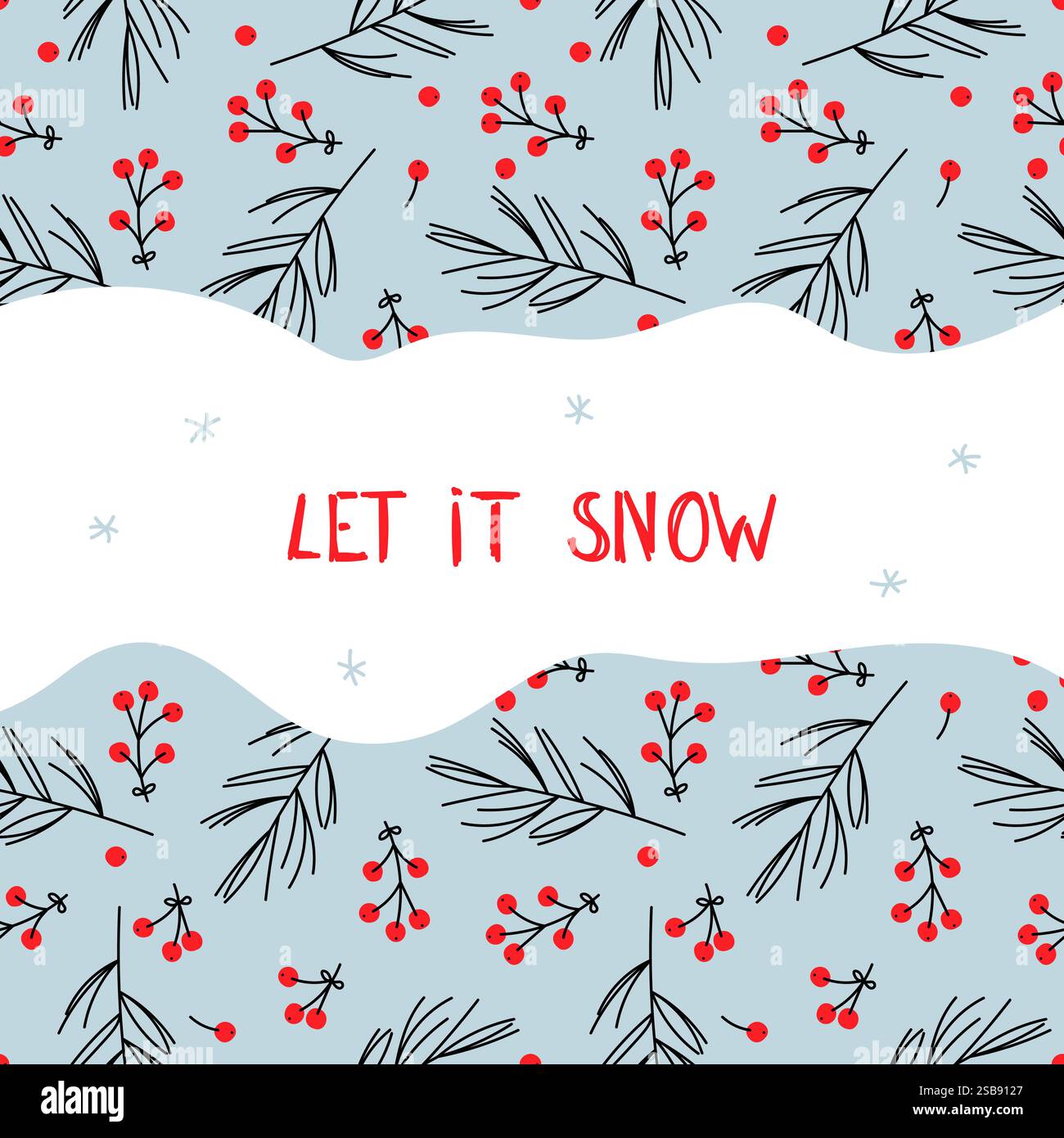 Motif hiver avec flocons de neige et branches de baies pour la célébration saisonnière Illustration de Vecteur