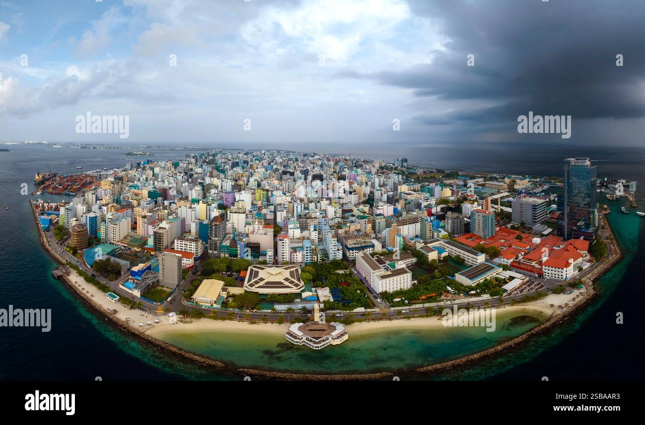 Paysage de ville incroyable sur la ville de Malé. Capitole des Maldives. Banque D'Images