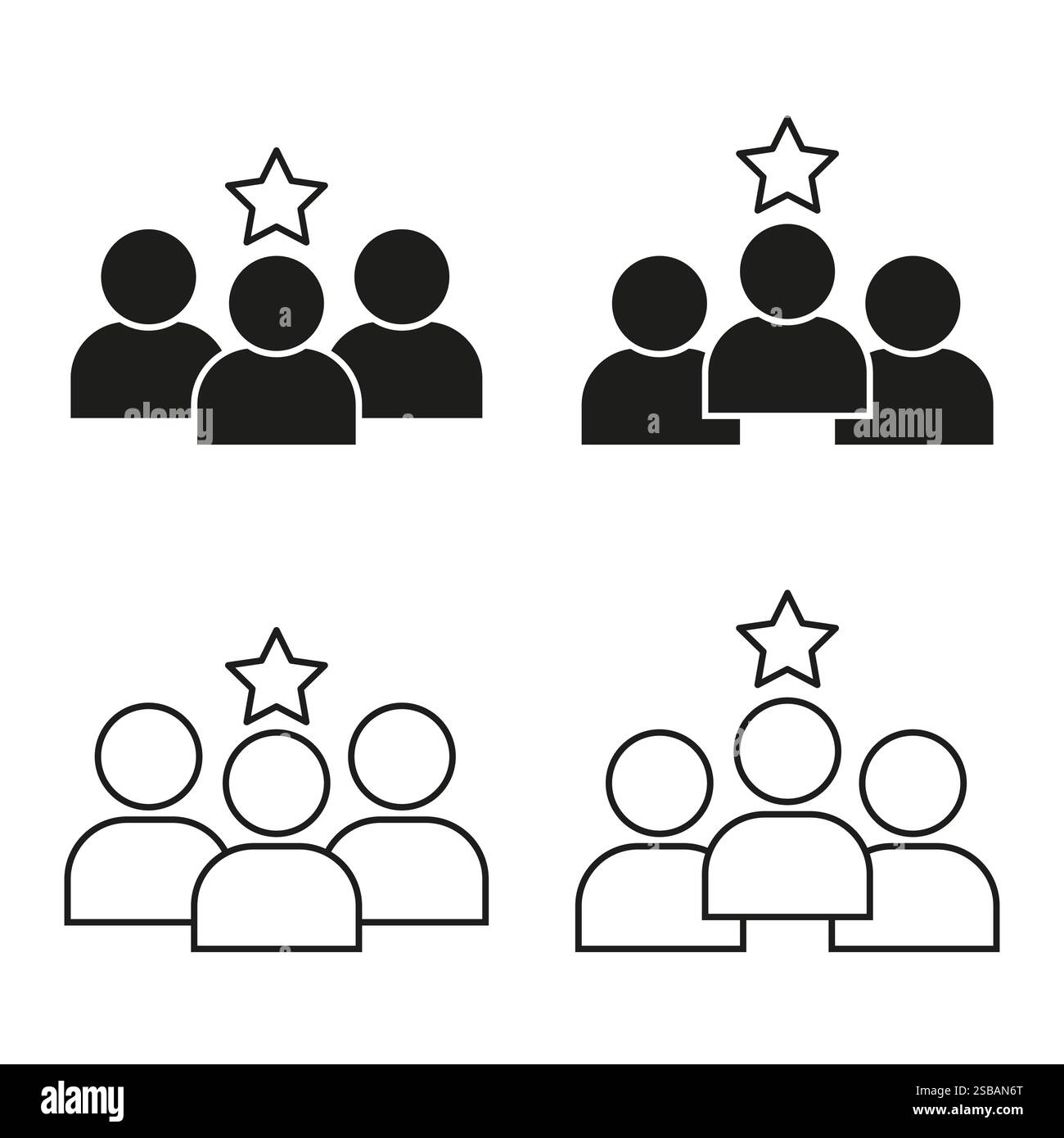 Icône étoile de l'équipe. Affiche du groupe de leadership. Forme d'évaluation des personnes. Concept de succès vectoriel. Illustration de Vecteur