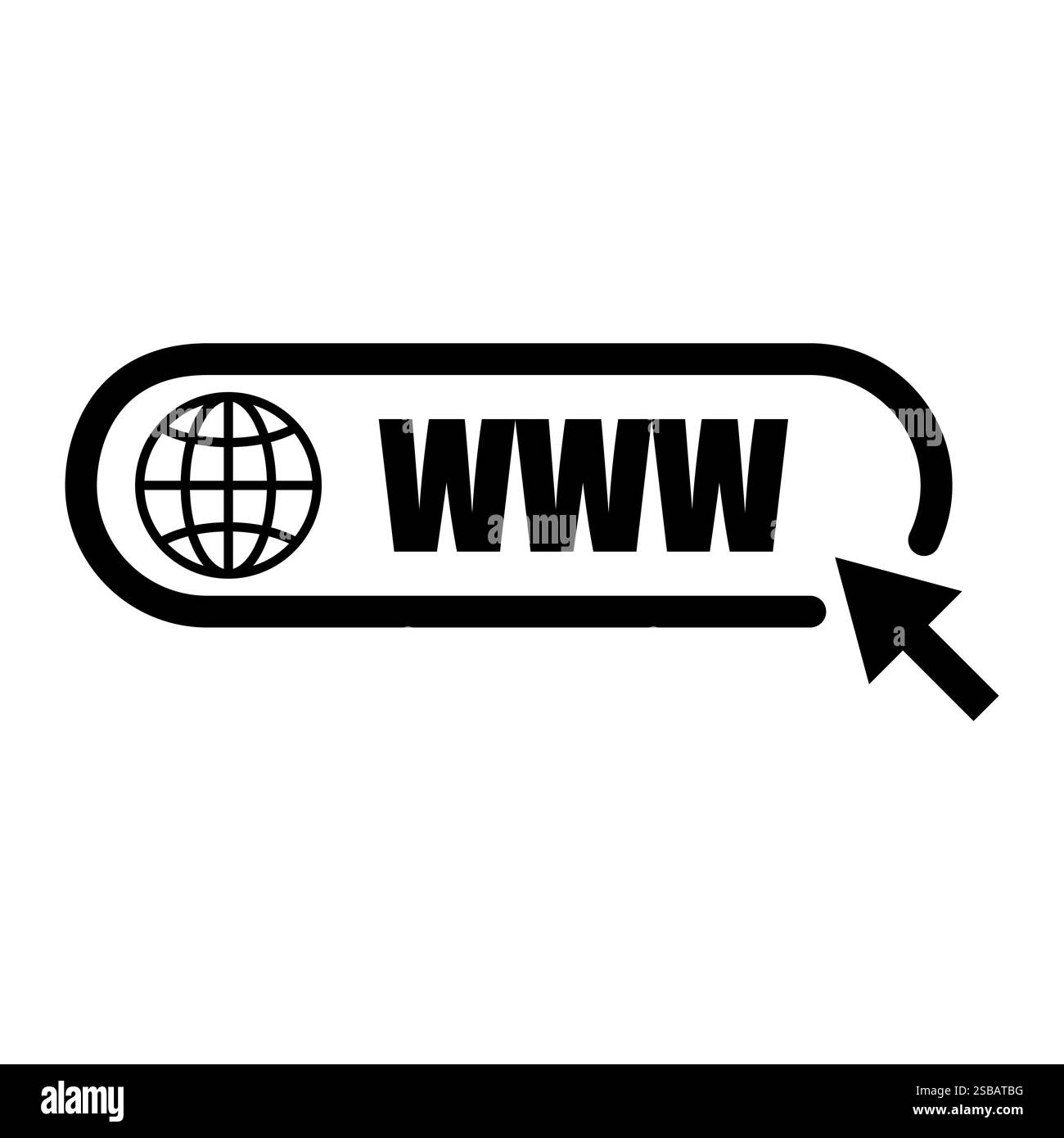 Icône texte WWW. Forme du domaine du globe. Concept de barre d'adresse. Symbole Internet vectoriel. Illustration de Vecteur