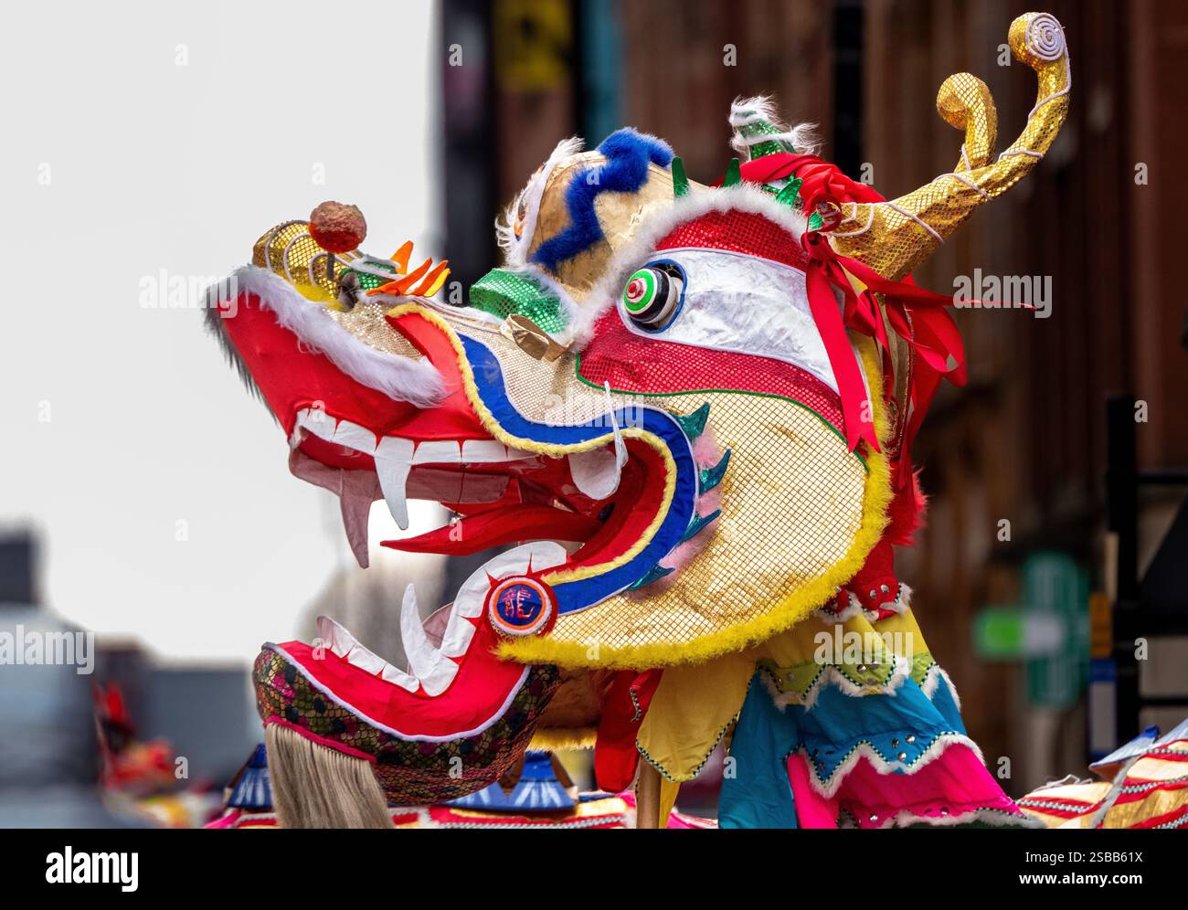 Parade du nouvel an chinois 2025 Manchester. Le défilé du nouvel an chinois 2025 à Manchester est une célébration vibrante de la culture, marquant l'année du serpent. Avec la population chinoise importante du Grand Manchester d'environ 25 000. Le défilé annuel quitta la mairie à midi et déboucha sur la place Saint-Pierre avec le traditionnel lion et le dragon. La destination finale était China Town dans le centre-ville. Photo : Garyroberts/worldwidefeatures.com crédit : GaryRobertsphotography/Alamy Live News Banque D'Images