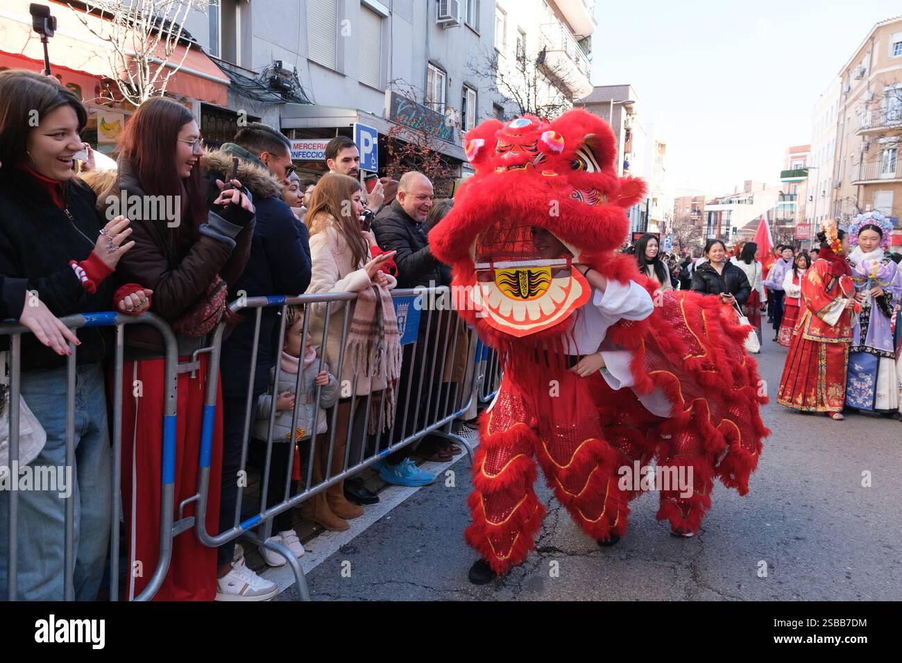 Plusieurs personnes pendant le nouvel an chinois de l'année du défilé Serpiente dans le quartier UserA, le 2 février 2025 à Madrid 2024 espagne Banque D'Images
