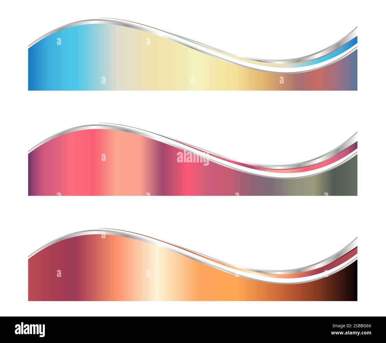 Modèle de séparateur à en-tête 3D féminin, ensemble d'illustration de pied de page séparateur d'affaires avec des vagues colorées Illustration de Vecteur