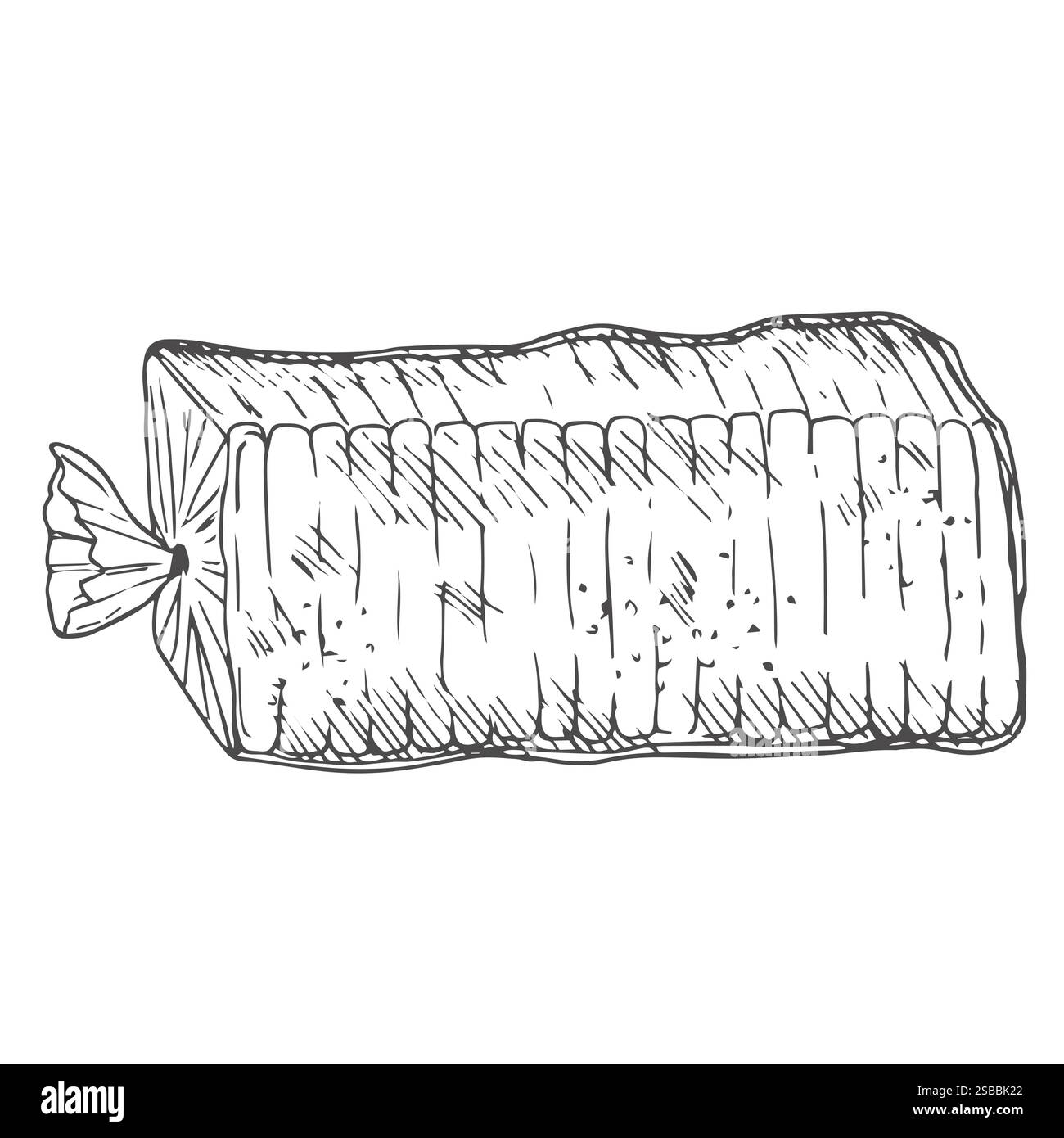 Tranches de pain drôle et mignon dans un emballage en plastique jaune vert Illustration de Vecteur
