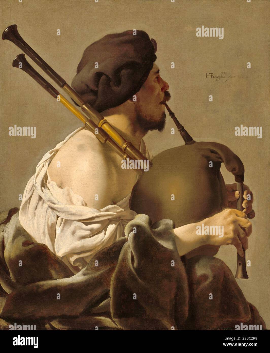 Hendrick ter Brugghen - joueur de cornemuse - 1624 Banque D'Images Hendrick ter Brugghen - joueur de cornemuse - 1624 Banque D'Images