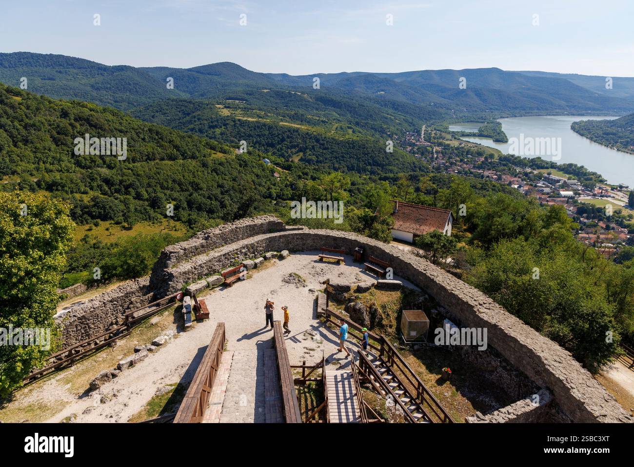 Vierw du Danube depuis la Citadelle, Visegrad, Hongrie Banque D'Images