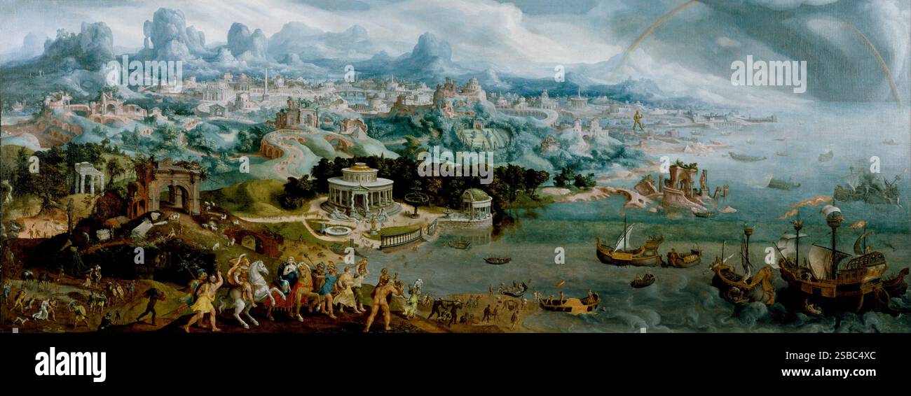 Peinture de van Heemskerck représentant l'enlèvement d'Helen, reine de la cité-État grecque Sparte, par Paris[1]. Le Walters Art Museum Banque D'Images