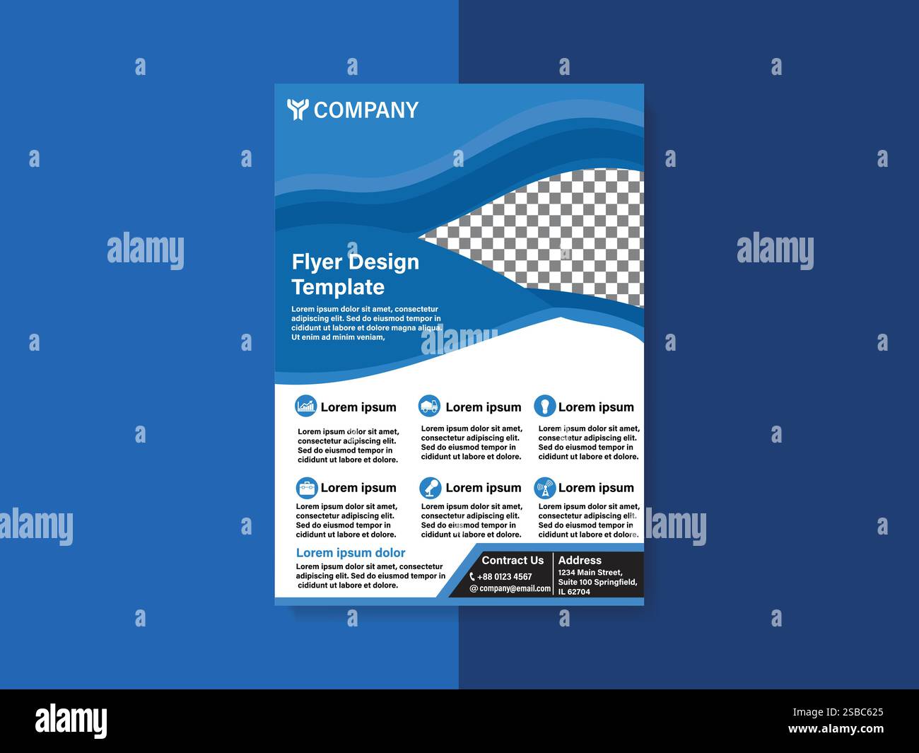 Modèle de conception de flyer d'affaires bleu moderne Illustration de Vecteur