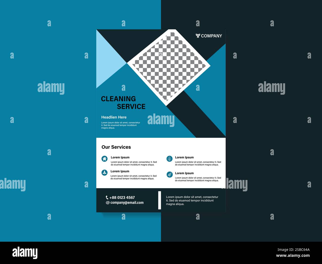 Modèle de conception de dépliant de service de nettoyage professionnel Illustration de Vecteur