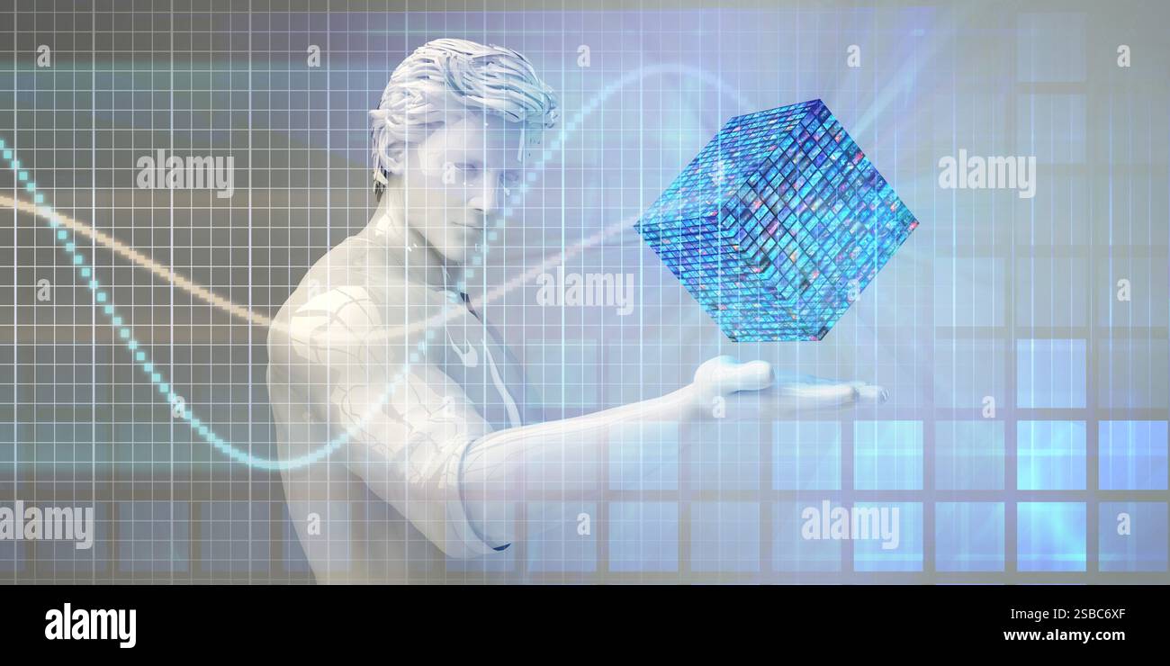 Solution technologique comme un réseau d'affaires Art Banque D'Images
