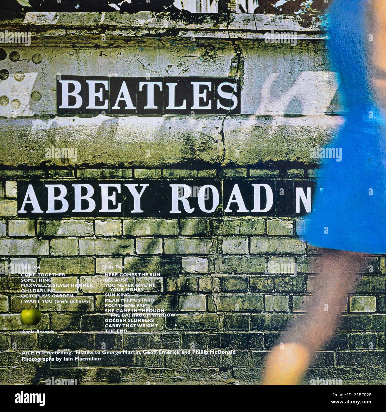 Couverture arrière du célèbre album des Beatles Abbey Road Banque D'Images