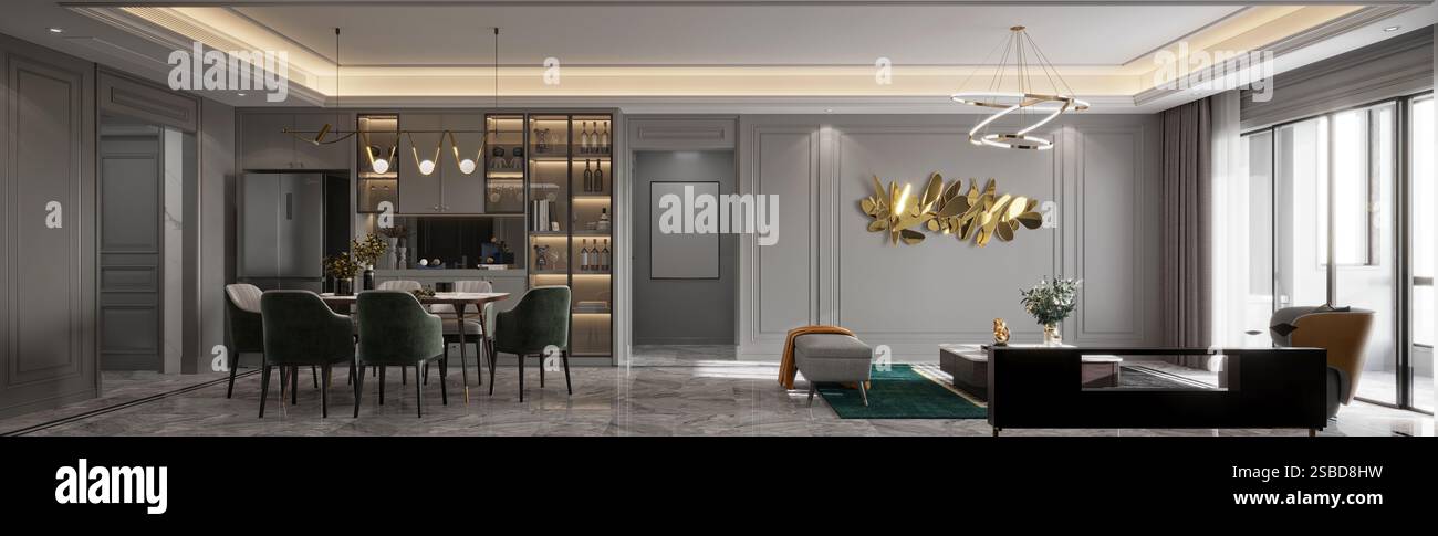 3D render modern living room Banque D'Images