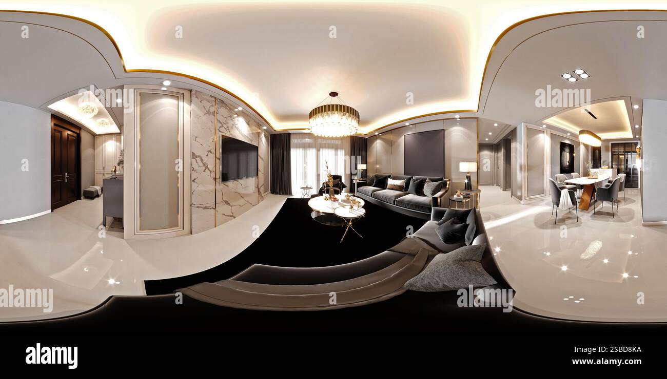 3D render modern living room Banque D'Images