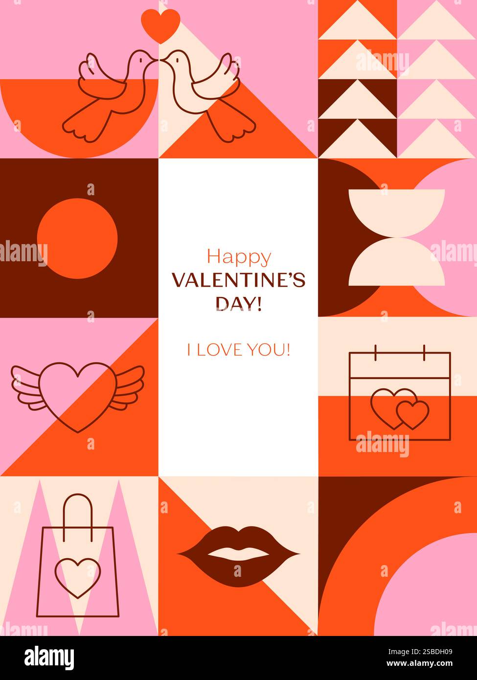 Happy Valentines Day Greeting Card Illustration de Vecteur