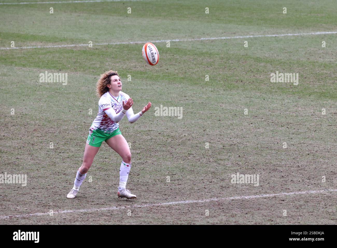 Exeter, Devon, Royaume-Uni. 2 février 2025. PWR Professional Women's Rugby Exeter Chiefs contre Harlequins à Sandy Park, Exeter, Devon. Photo : Ellie Kildunne Catch. Crédit : Nidpor/Alamy Live News Banque D'Images