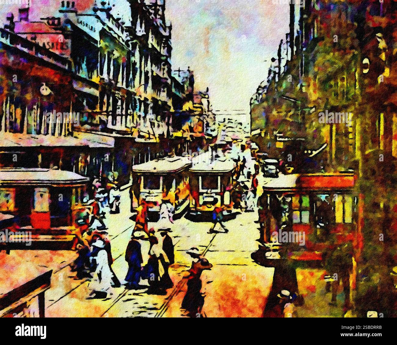 George Street et King Street, Sydney 1920. Banque D'Images