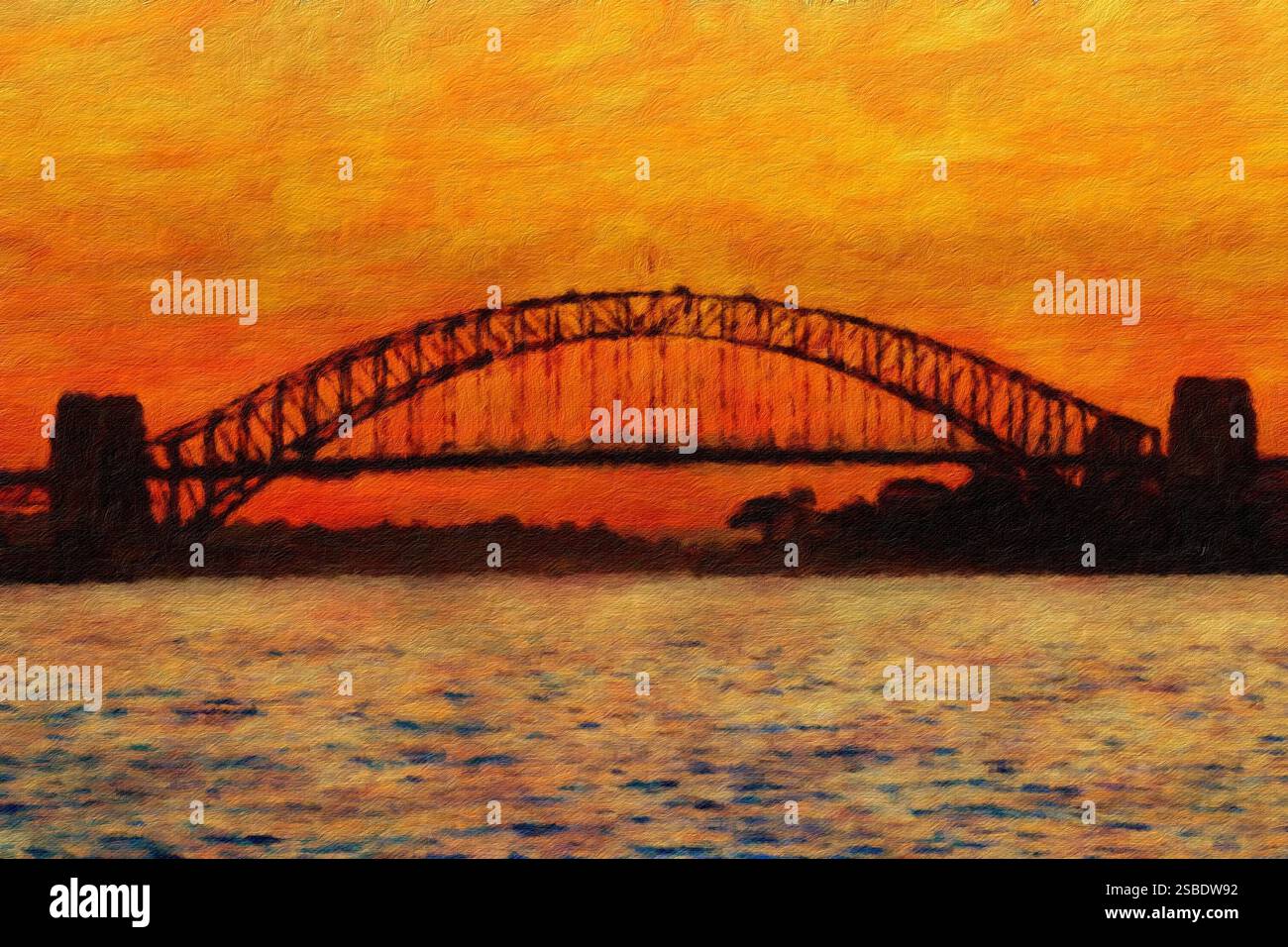 Coucher de soleil, Sydney Harbour Bridge. Banque D'Images