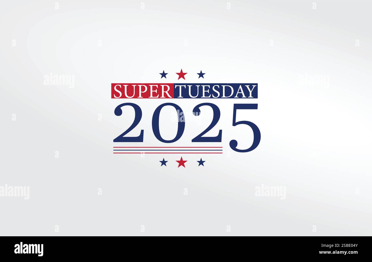 Graphique patriotique Super Tuesday Election avec texte rouge, blanc et bleu avec une coche Illustration de Vecteur