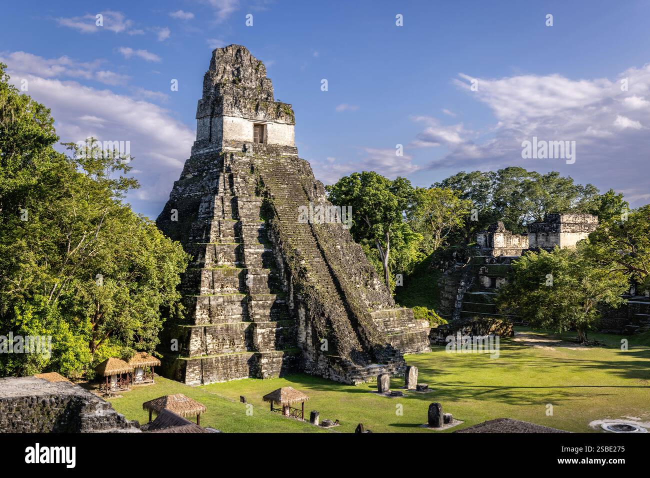 Temple I, Temple du Grand Jaguar, Temple d'Ah cacao, de l'ancienne ville maya de Tikal dans la forêt tropicale du Petén, El Peten, Guatemala Banque D'Images