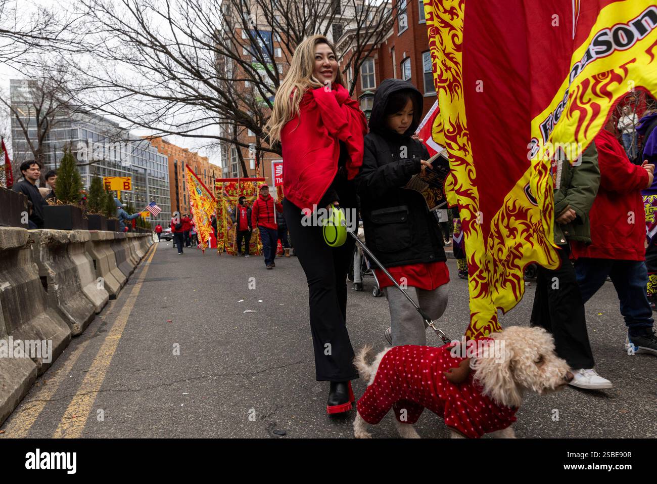 Washington DC, États-Unis. 02 février 2025. Les gens assistent à la parade du nouvel an lunaire dans la région de Chinatown à Washington, DC, USA le 2 février 2025. La communauté chinoise de la capitale de la nation accueille « l'année du serpent » avec des célébrations avec une danse du lion, des calligraphies en direct et des spectacles d'anime. Crédit : Aashish Kiphayet/Alamy Live News Banque D'Images