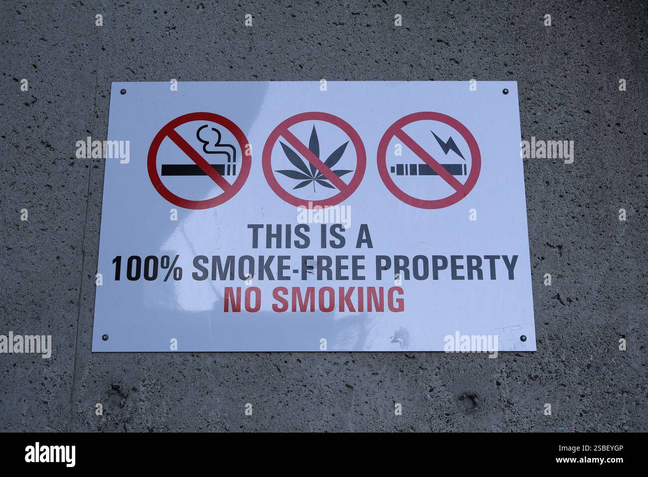 Une zone non fumeur, sans vapotage et sans marijuana au BC place Stadium à Vancouver, en Colombie-Britannique. Banque D'Images