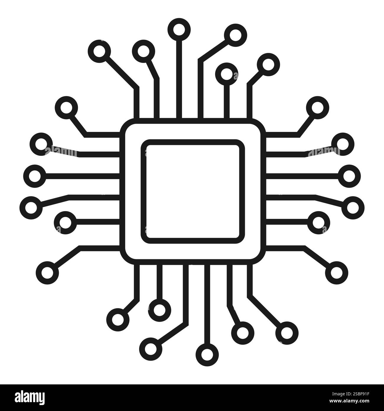Ceci est une illustration montrant une puce détaillée avec des circuits complexes, mettant l'accent sur la technologie et l'innovation Illustration de Vecteur