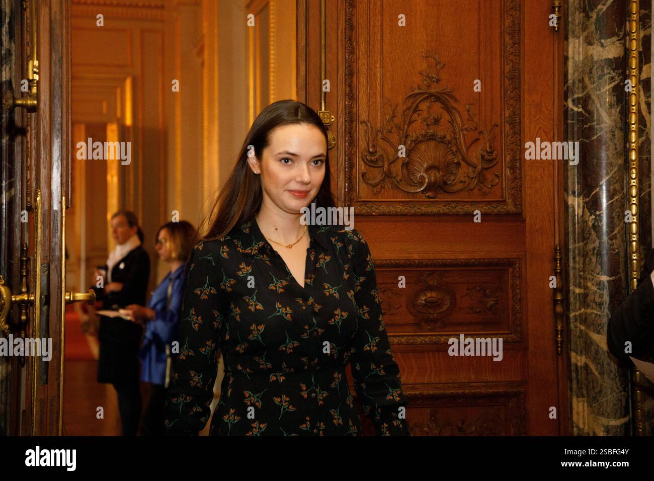 Bruxelles, Belgique. 03rd Feb, 2025. Ministre des classes moyennes Éléonore Simonet photographié lors de la cérémonie de serment du nouveau premier ministre et des membres du gouvernement fédéral au Palais Royal, lundi 03 février 2025, à Bruxelles. Les négociateurs des cinq partis qui composent la coalition de l'Arizona - la N-va, MR, engagés, Vooruit et CD&V - sont parvenus à un accord gouvernemental vendredi soir. BELGA PHOTO HATIM KAGHAT crédit : Belga News Agency/Alamy Live News Banque D'Images
