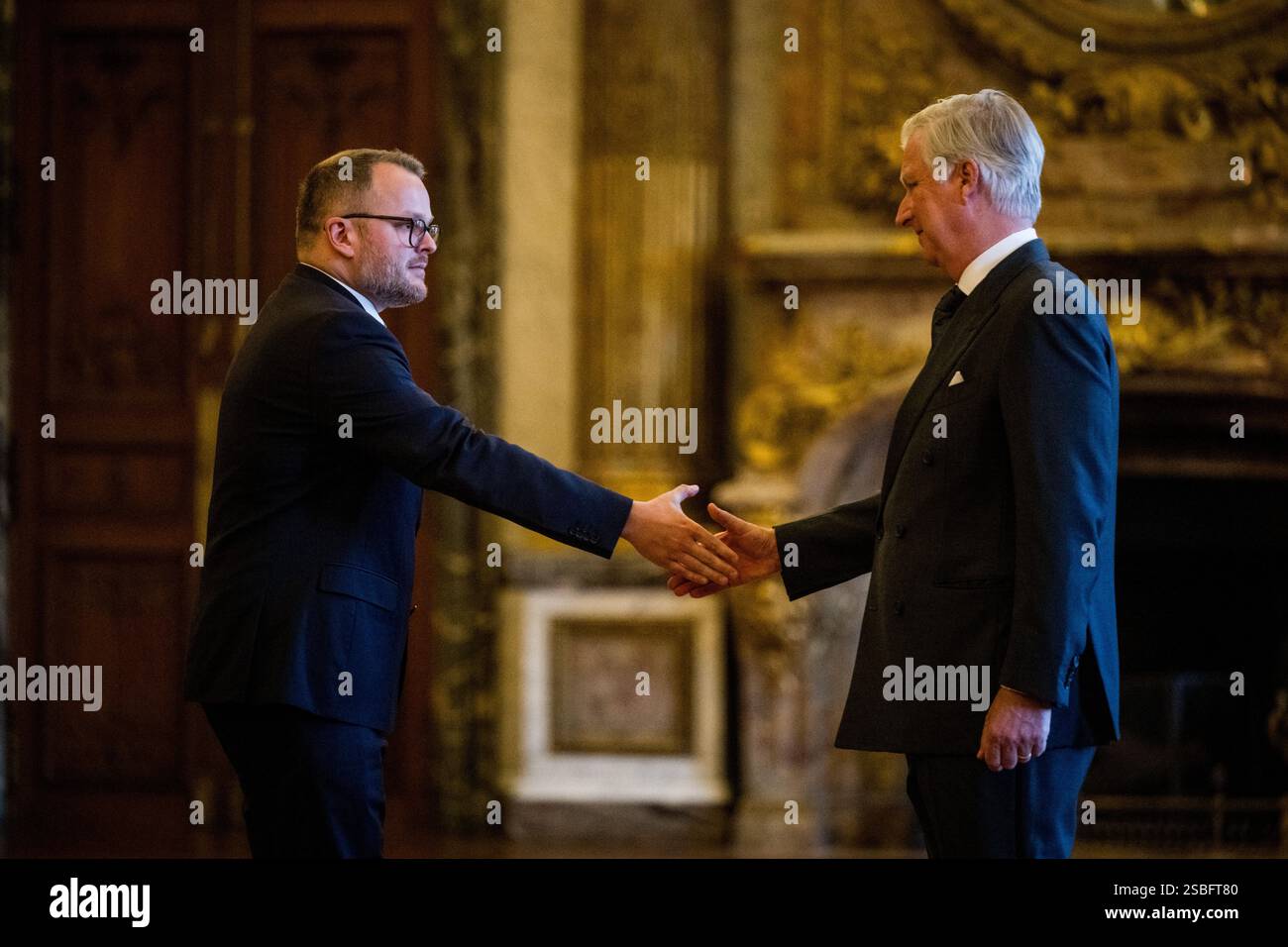 Bruxelles, Belgique. 03rd Feb, 2025. Le ministre de l’énergie Mathieu Bihet photographié lors de la cérémonie de serment du nouveau premier ministre et des membres du gouvernement fédéral au Palais Royal, lundi 03 février 2025, à Bruxelles. Les négociateurs des cinq partis qui composent la coalition de l'Arizona - la N-va, MR, engagés, Vooruit et CD&V - sont parvenus à un accord gouvernemental vendredi soir. BELGA PHOTO JASPER JACOBS crédit : Belga News Agency/Alamy Live News Banque D'Images