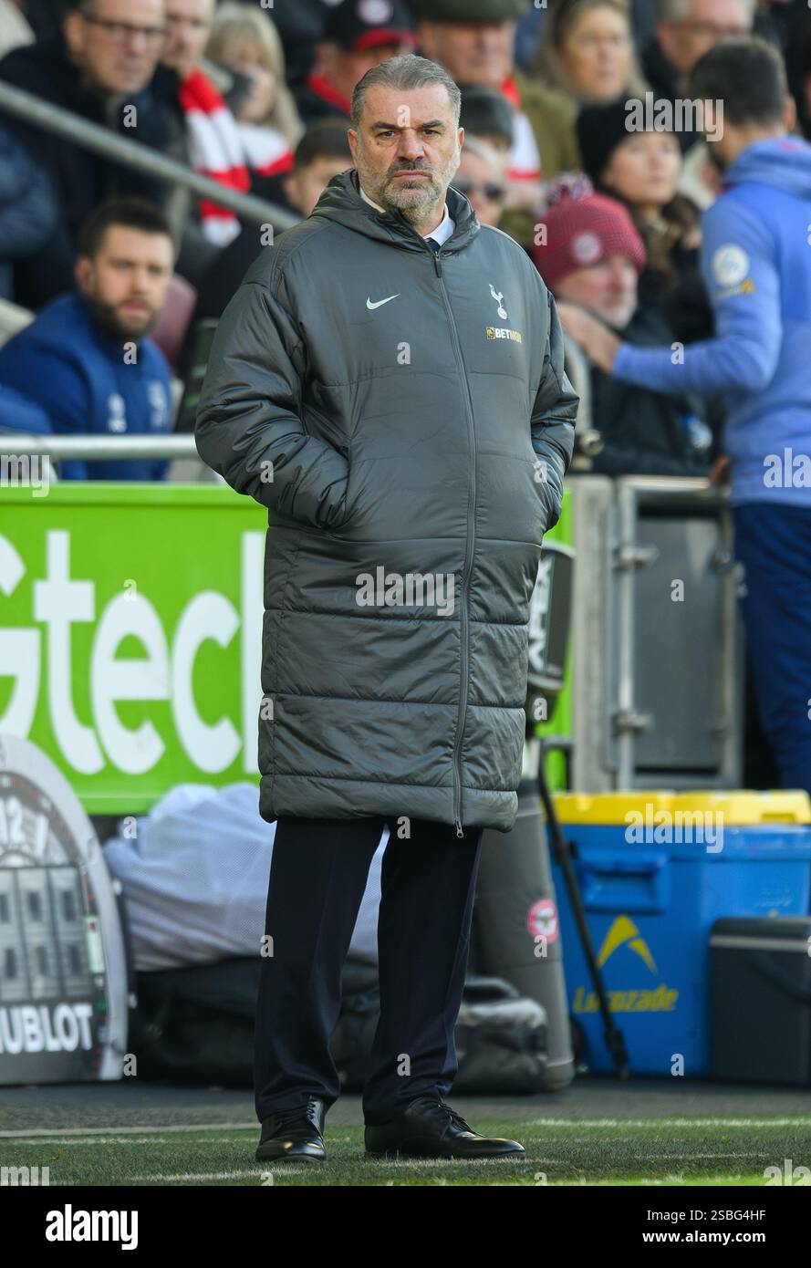 Londres, Royaume-Uni. 02 février 2025. Brentford v Tottenham Hotspur - premier League - Gtech Community Stadium. Tottenham Manager Ange Postecoglou. Crédit photo : Mark pain / Alamy Live News Banque D'Images