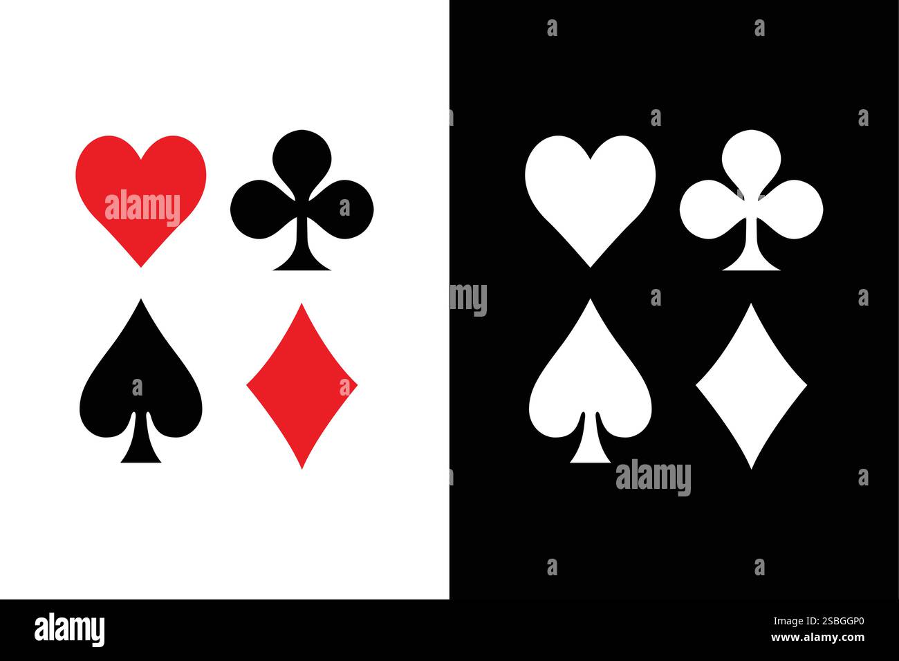 Vecteur d'icônes de costume de carte. clubs diamants coeurs pique icônes. Casino Poker et éléments graphiques de jeu Illustration de Vecteur