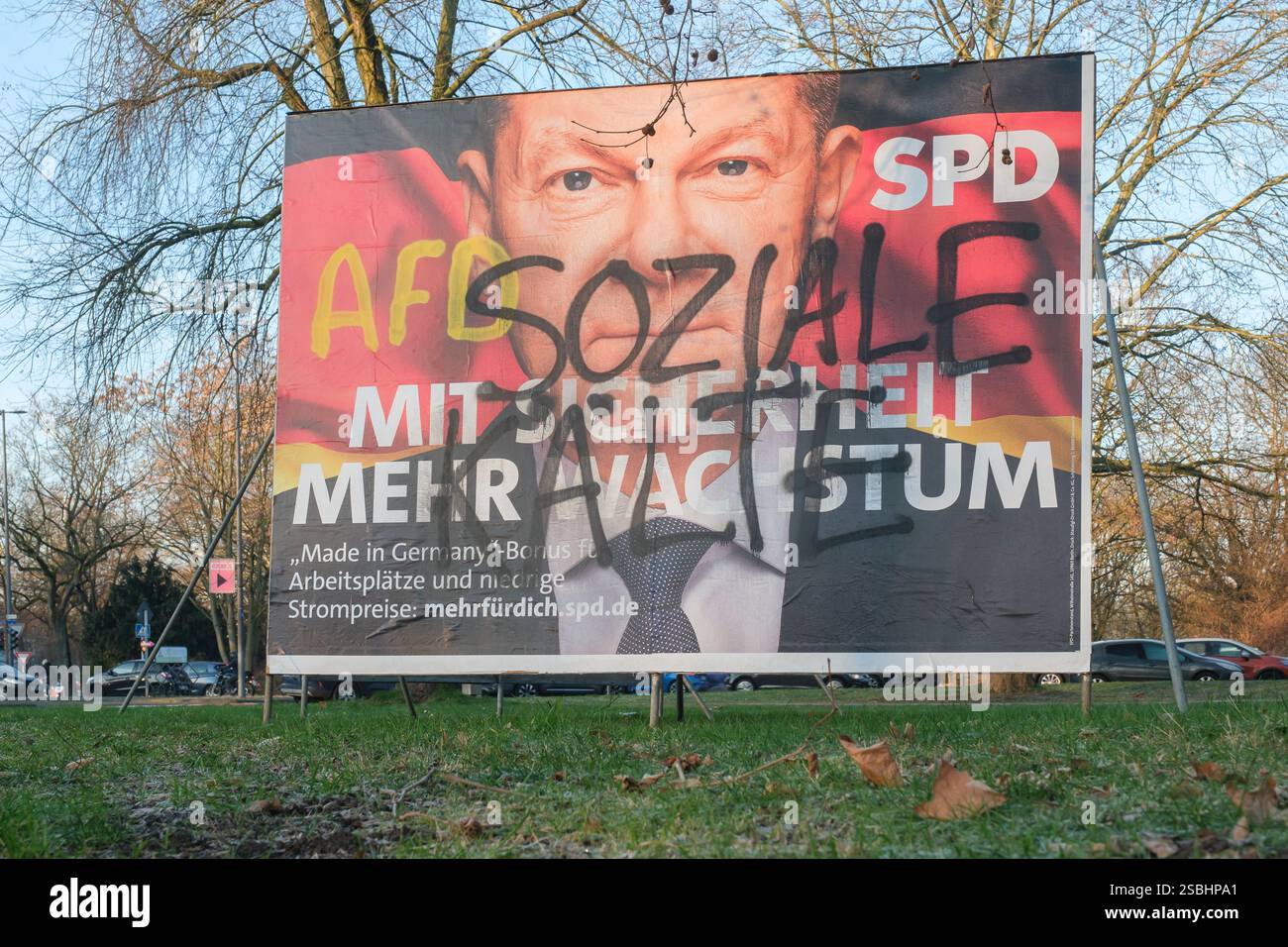 Affiche électorale du candidat chancelier du SPD Olaf Scholz pour l'élection au 21e Bundestag allemand Banque D'Images